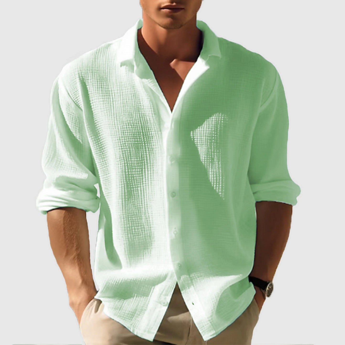 Chemise Homme Classique Manches Longues Simples