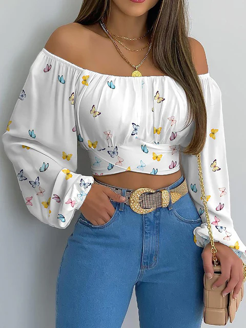 Blouse Féminine Élégante Manches Longues Blanc Pur