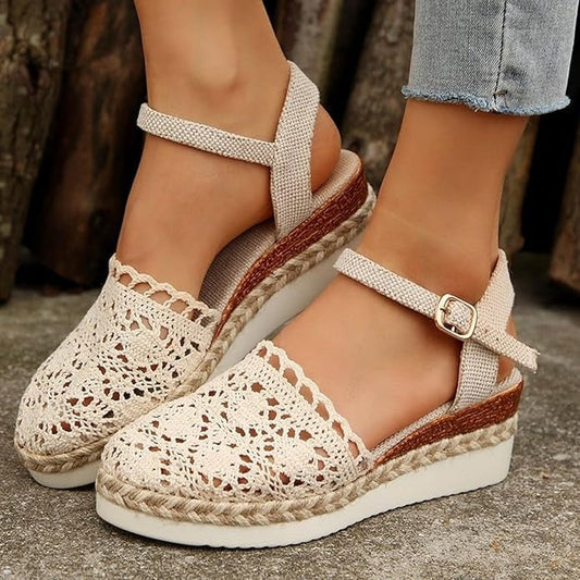 Sandales Espadrilles Femmes – Chaussures Été Chic avec Détails Brodés & Style Décontracté - LuxeStyle