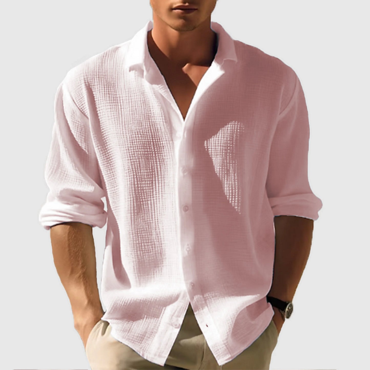 Chemise Homme Classique Manches Longues Simples