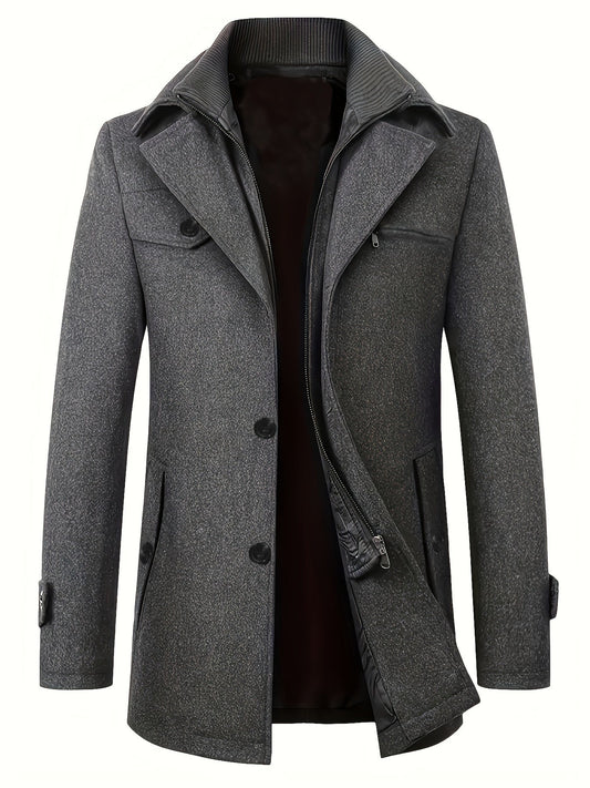 Manteau Hiver Homme Gris Élégant à Col Revers - LuxeStyle