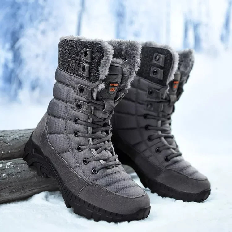 Bottes Hiver Cuir Noir Étanches Homme - LuxeStyle