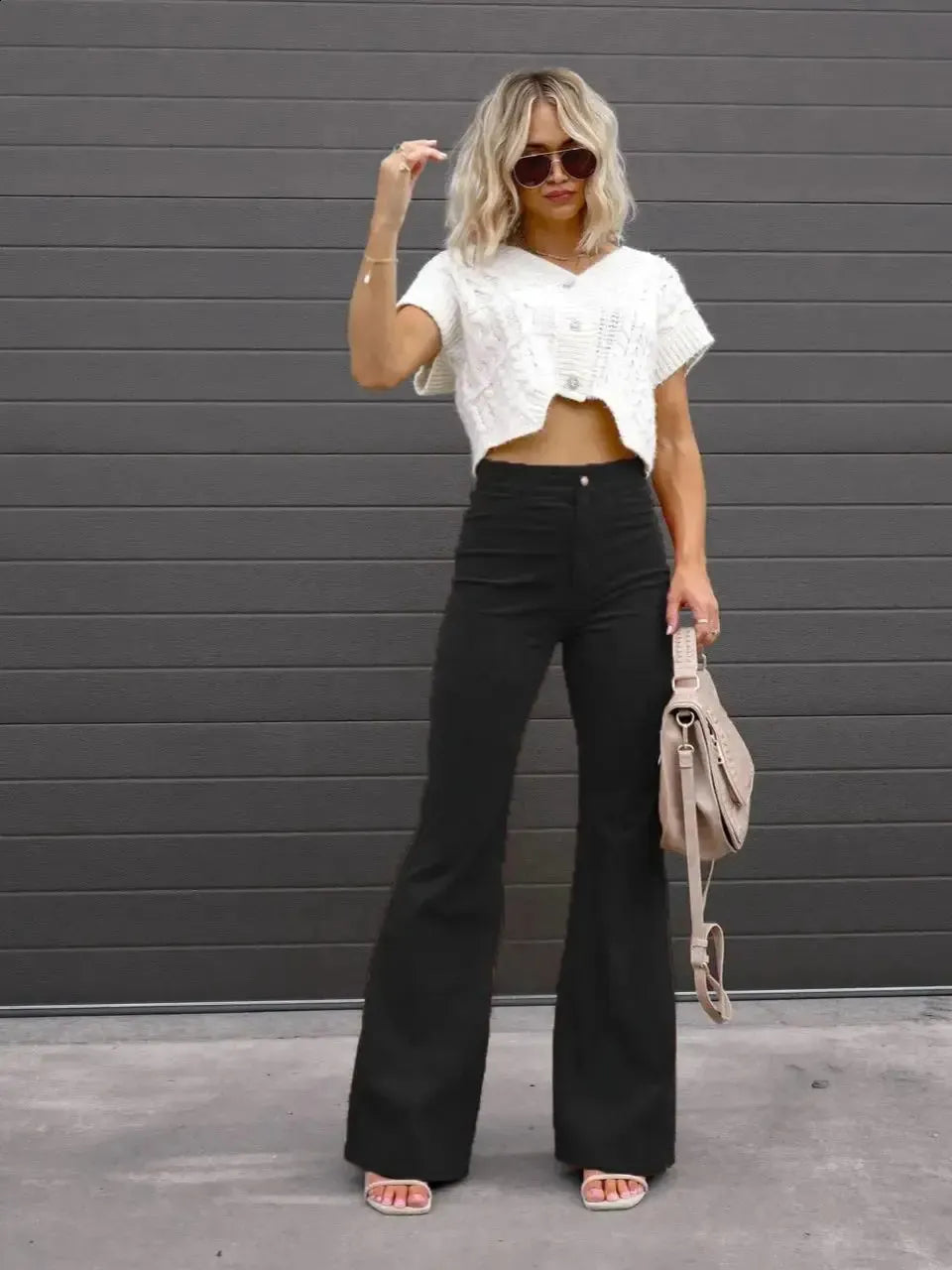 Pantalon Large en Velours Doux pour Femmes Mode
