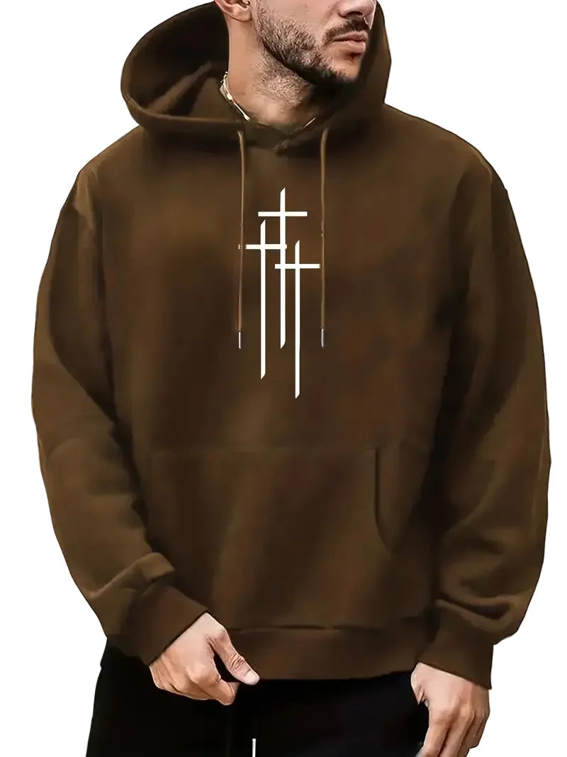 Sweat à Capuche Croix Casual pour Homme