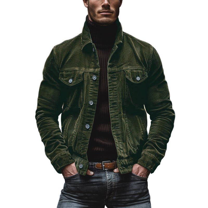 Veste Homme en Velours Cachemire - Style Rétro avec Poches Pratiques