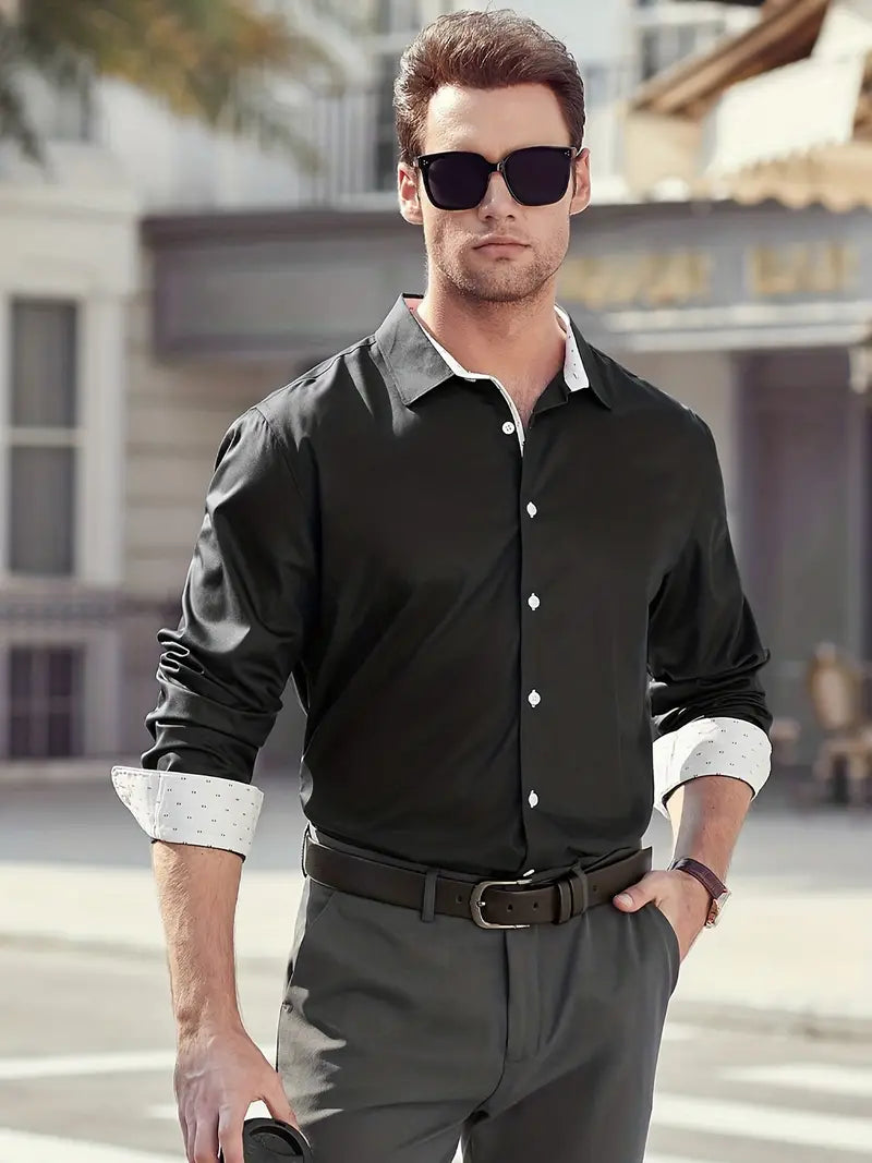 Chemise Homme Élégante Manches Longues pour Travail