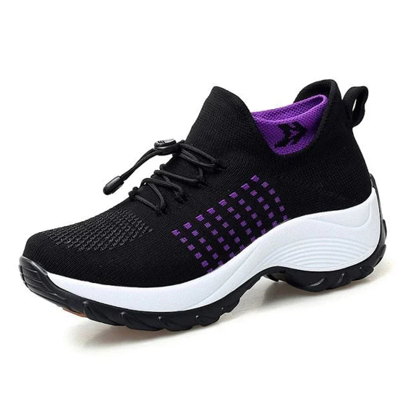 Chaussures running féminines bleues à lacets