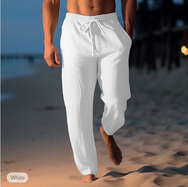 Pantalon Homme Plage Lin Clair Décontracté