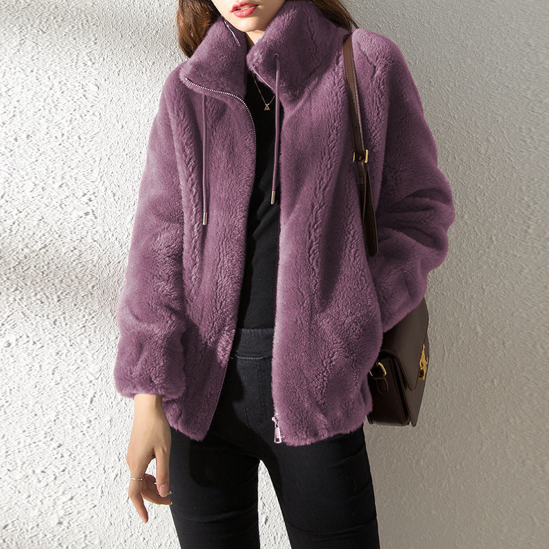 Veste Hiver Féminine avec Capuchon et Fermeture Éclair