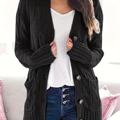 Gilet Femme Élégant – Cardigan Douillet à Câble avec Fermeture et Coupe Tendance