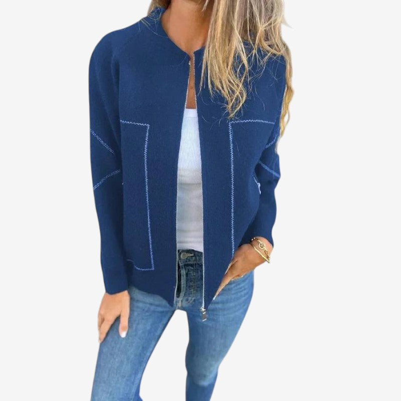 Veste Isabella – Parka zippée Manches Longues Col Rond
