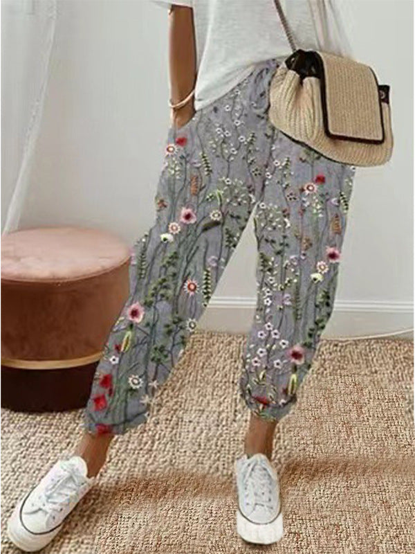 Pantalon décontracté rayé coloré femme