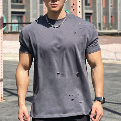 T-Shirt Sport Homme Coton Respirant Manches Courtes
