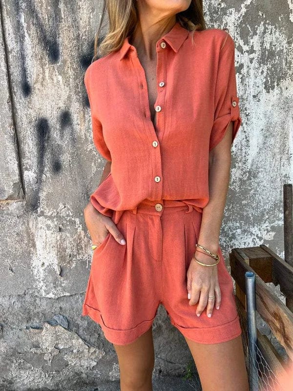 Short en Lin Femme Terracotta – Élégant et Léger pour Été - LuxeStyle