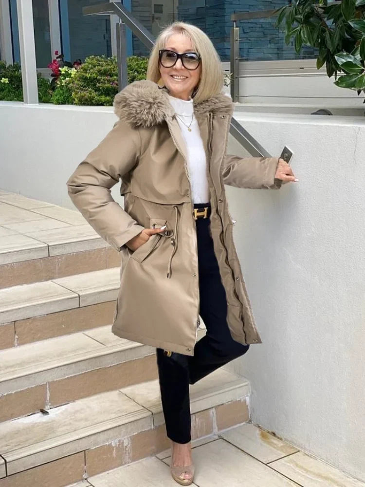 Manteau Élégant Hiver pour Femme avec Ceinture