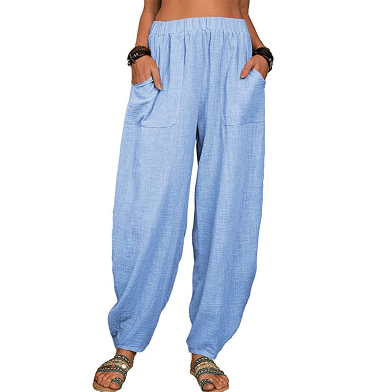 Pantalon Lin Femme Élégant avec Poches