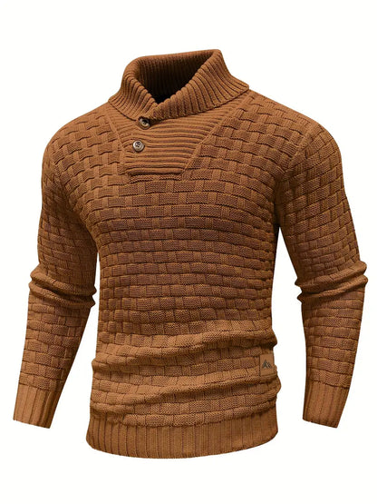 Pull en tricot torsadé marine pour homme élégant
