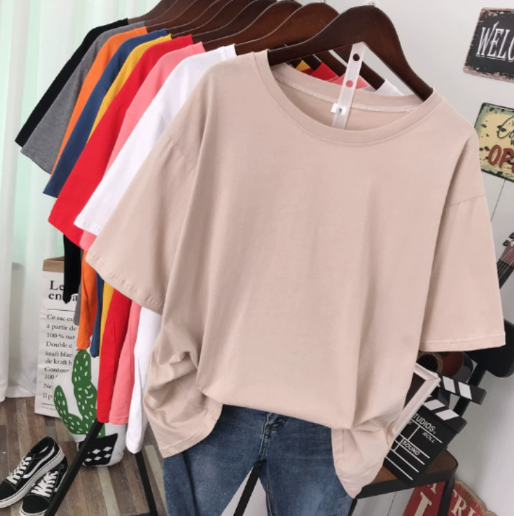 T-shirt femme décontracté en coton doux oversize