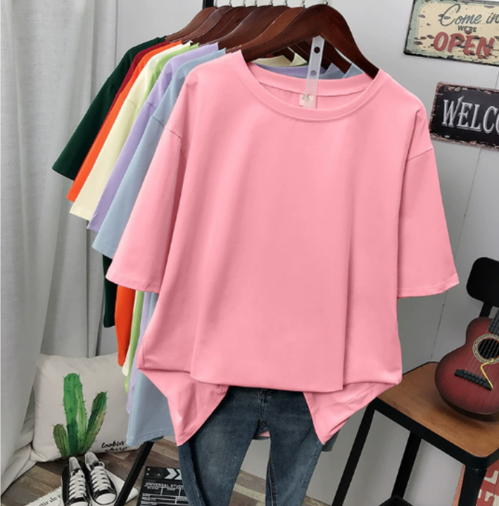 T-shirt femme décontracté en coton doux oversize