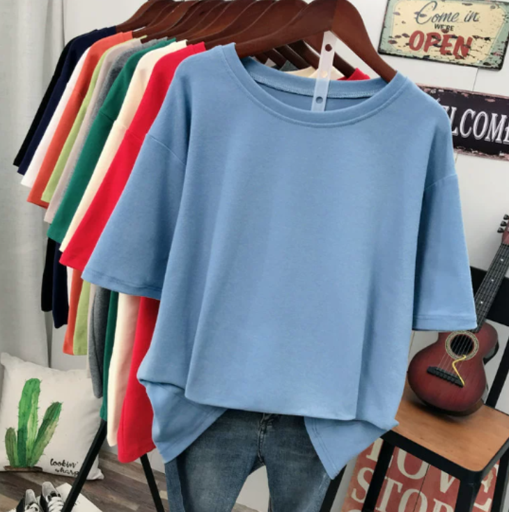 T-shirt femme décontracté en coton doux oversize