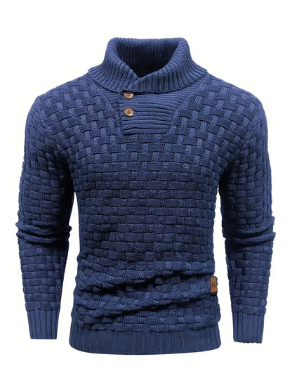 Pull en tricot torsadé marine pour homme élégant - LuxeStyle