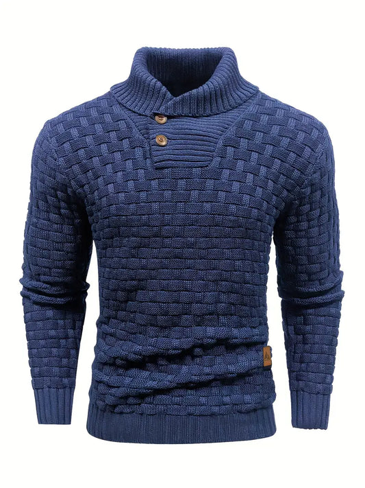 Pull en tricot torsadé marine pour homme élégant - LuxeStyle