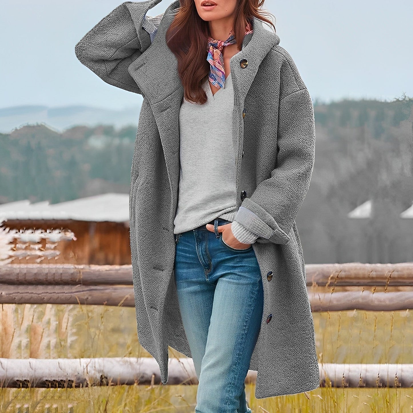 Manteau femme hiver doux rose vichy