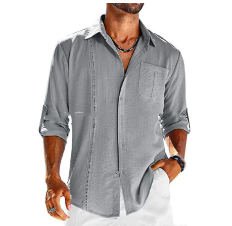 Chemise Homme Lin Élégant à Manches Longues