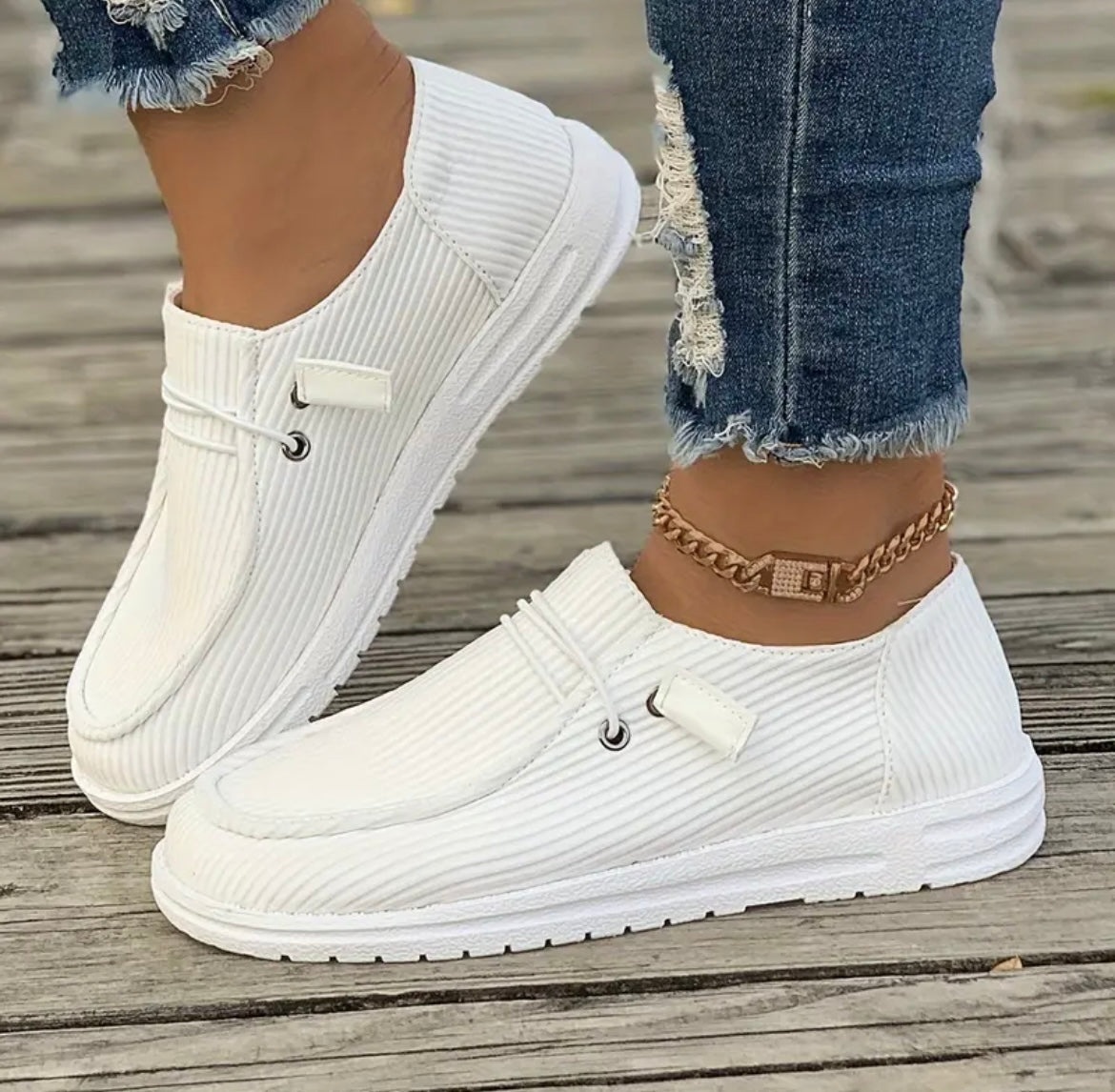 Chaussures décontractées femme toile blanche légère - LuxeStyle