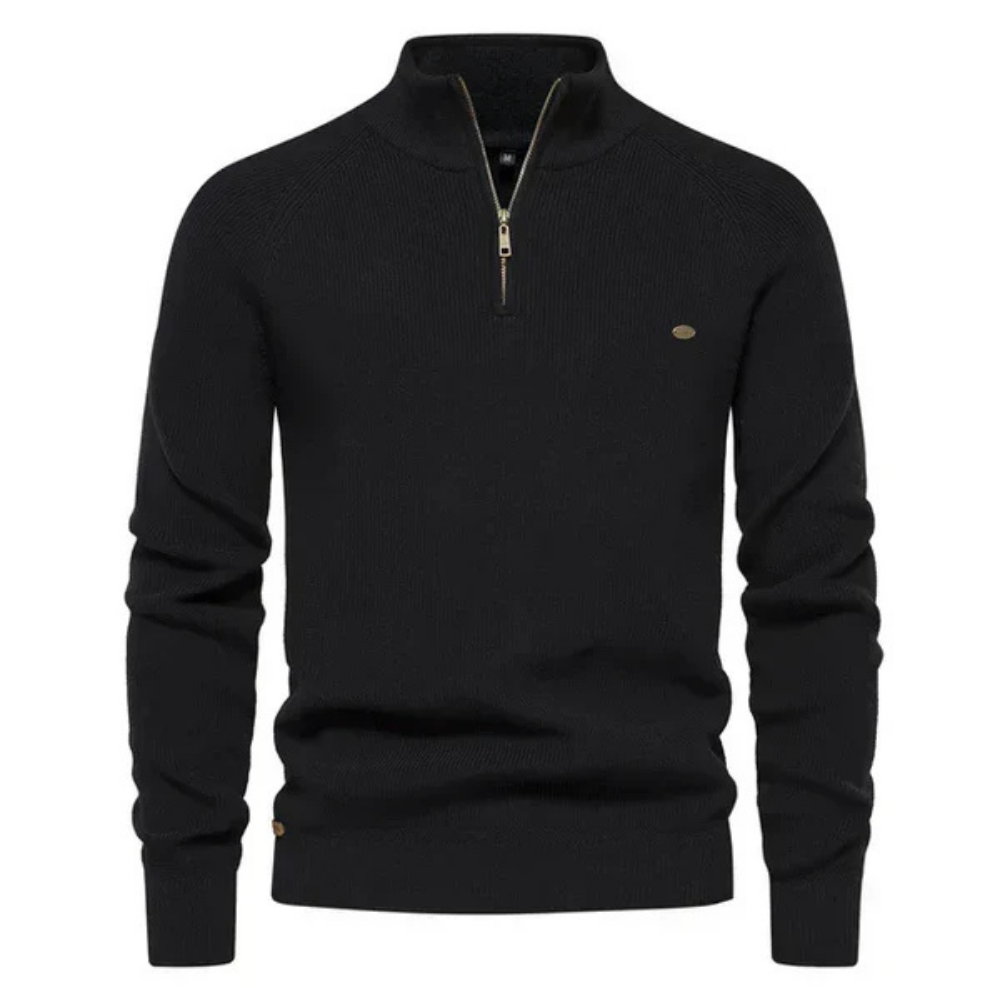 Pull-over homme noir sportif à fermeture éclair - LuxeStyle