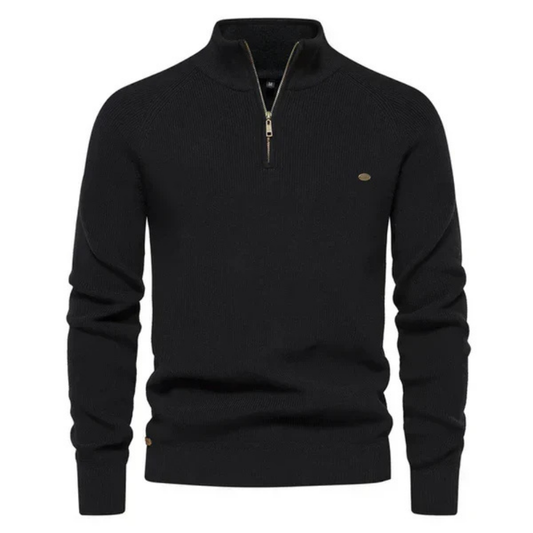 Pull-over homme noir sportif à fermeture éclair - LuxeStyle