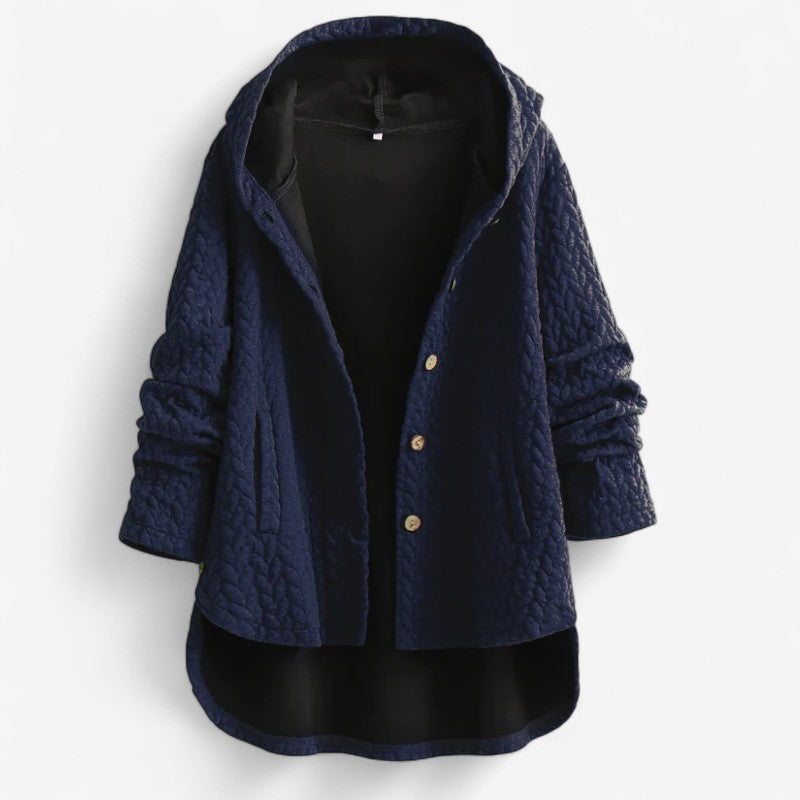 Veste mi-longue décontractée avec capuche et poches pratiques