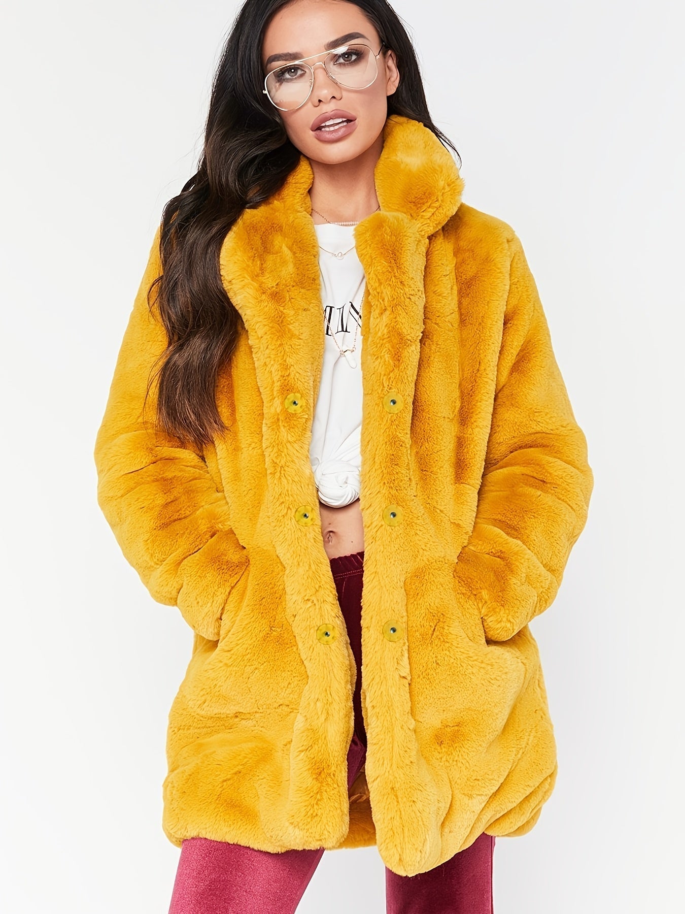 Manteau Femme Hiver Longueur Mi-Long avec Poches et Fermeture Discrète