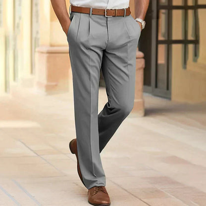 Pantalon Classique Homme Marine avec Ceinture Cuir