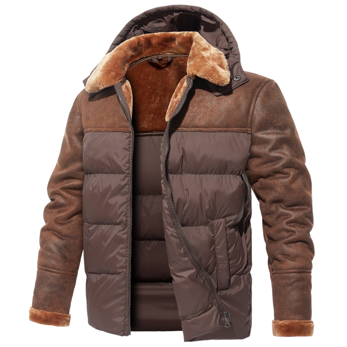 Parka Hiver Élégant avec Capuche Détachable pour Homme