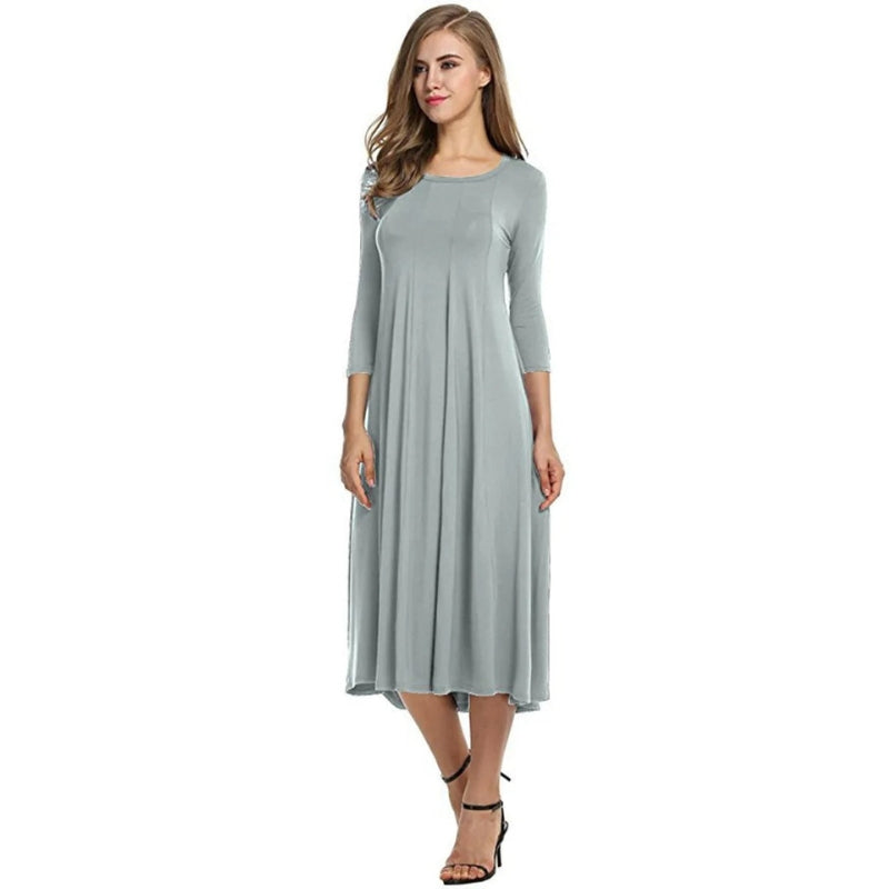 Robe Femme Élégante Mi-Longue Taille Parfaite