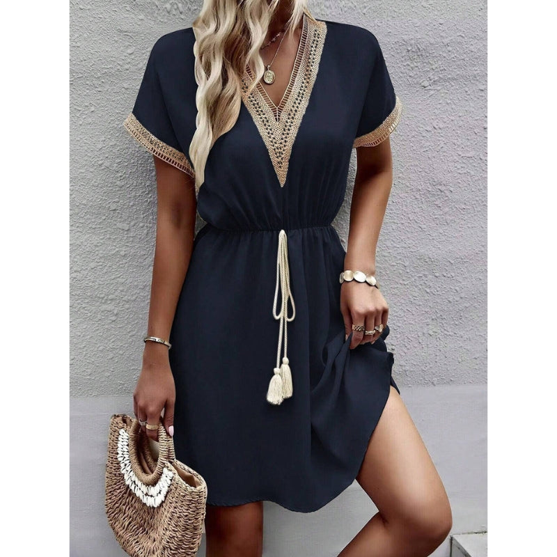 Robe Femme Chic Mi-Longue Décolleté Profond