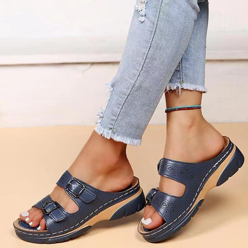 Sandales Femmes Confort - Bout Ouvert avec Sangles Réglables & Semelle Douce