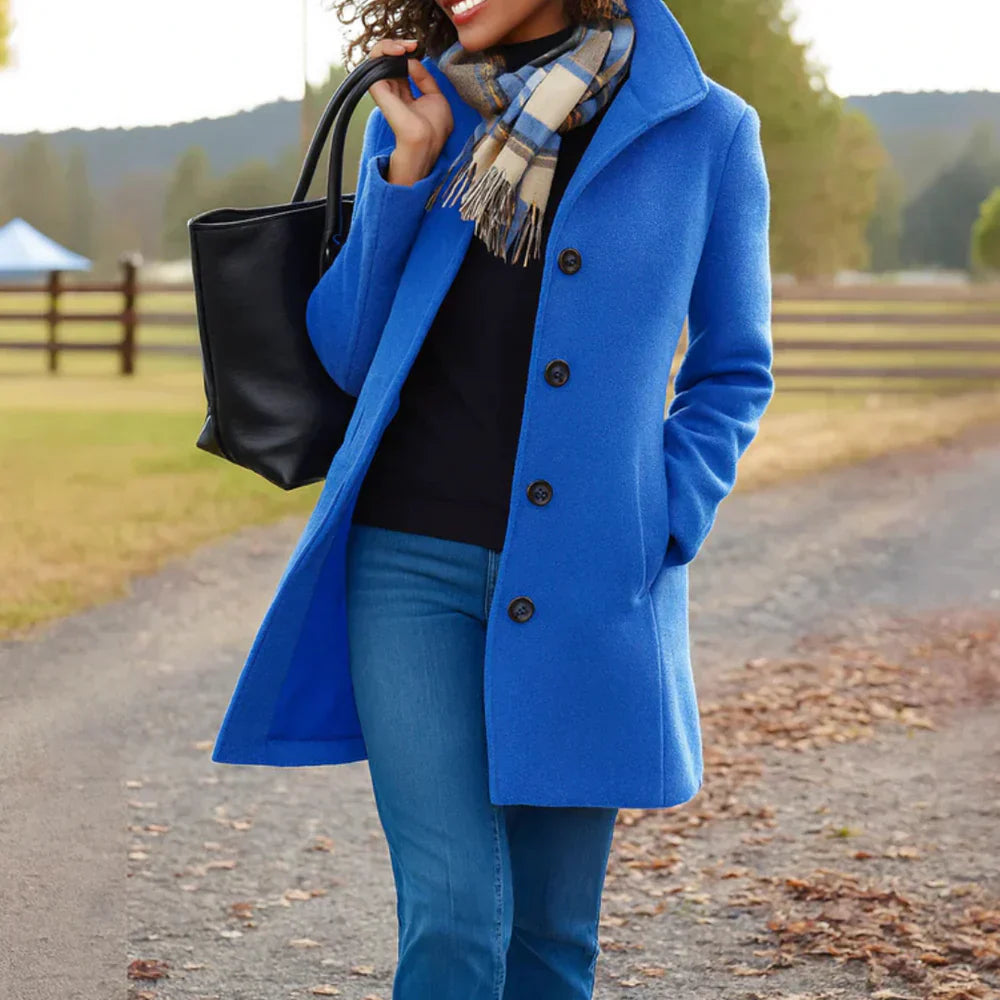 Manteau Femme Élégant Long Hiver - Coupe Traditionnelle avec Fermeture Boutons