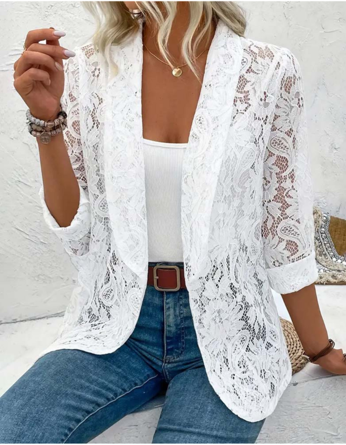 Gilet Élégant Long Femme Blanc Noir