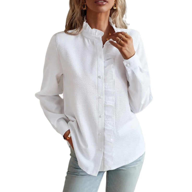Blouse Féminine à Manches Longues avec Dentelles et Nœuds