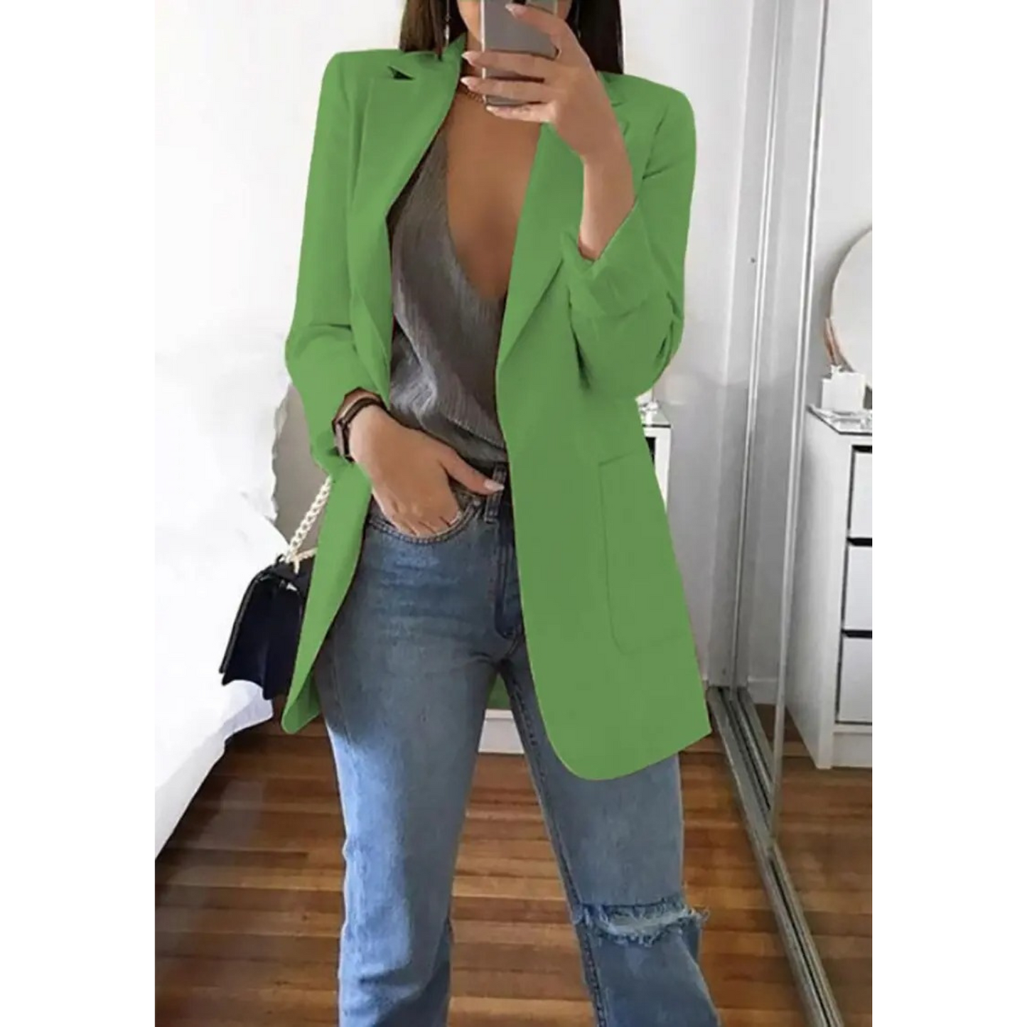 Veste Femme Bleu Ciel Décontractée à Manches Longues