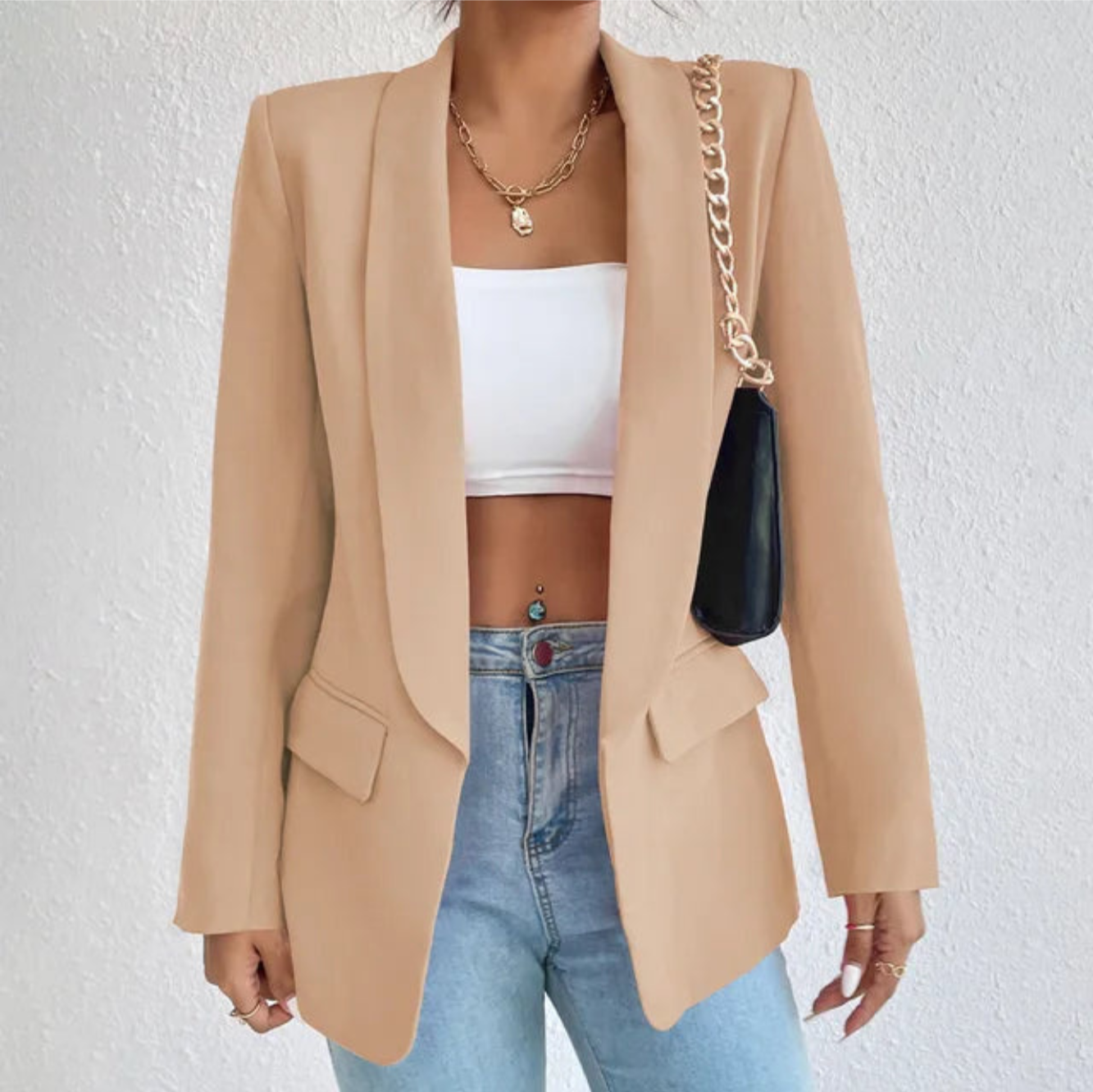 Blazer Féminin Élégant Longueur Grande Taille