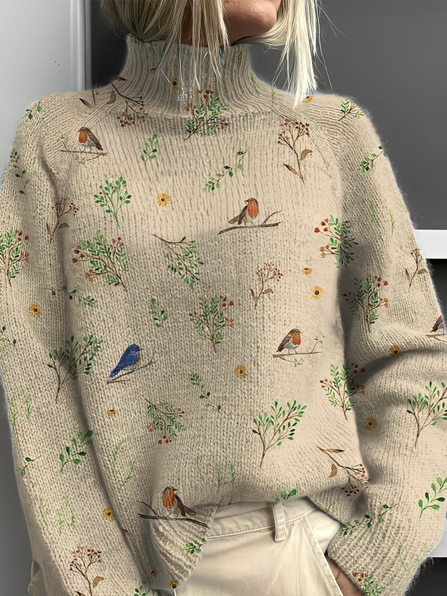 Pull Col Roulé Élégant Femme Hiver