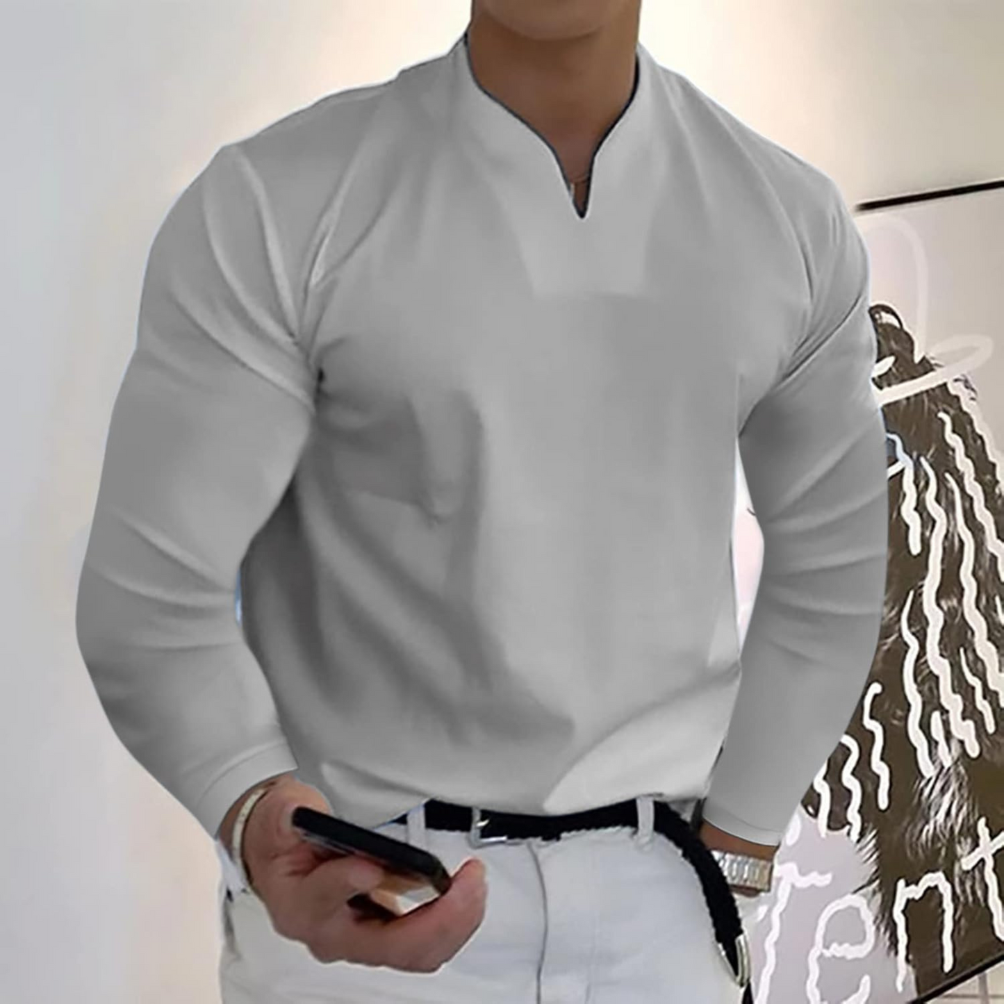 Polo Homme Classique Manches Longues Séchage Ultra-Rapide