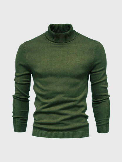 Pull Homme Blanc à Col Roulé Côtelé