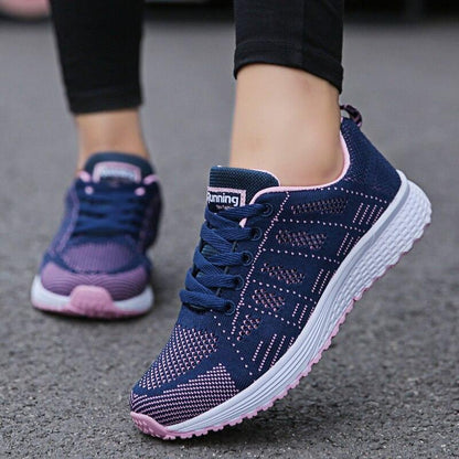 Chaussures running femme gris rose ajustables