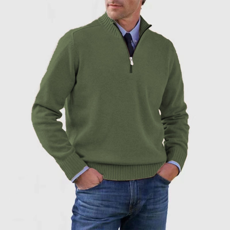 Pull Homme Rouge Doux à Fermeture Éclair