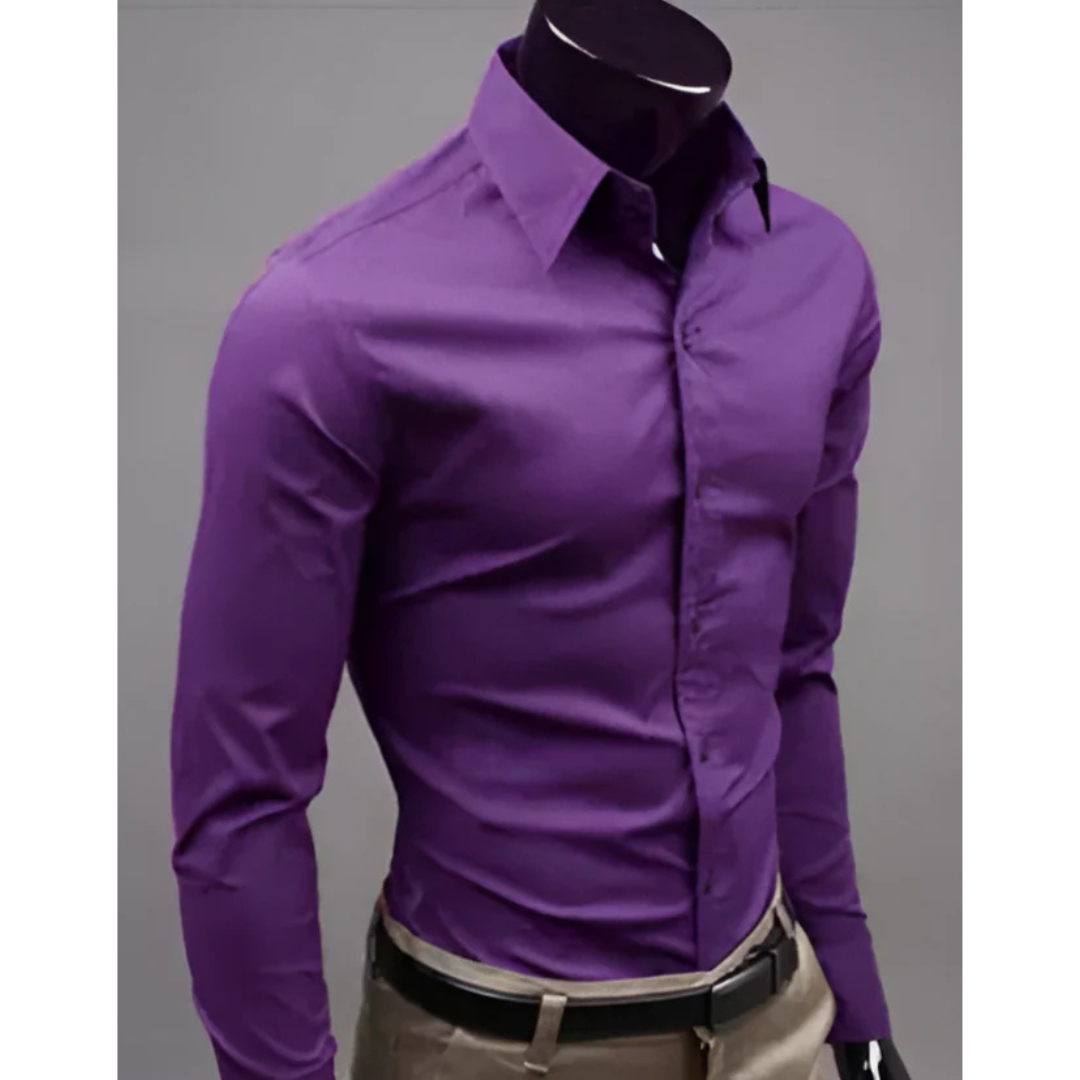 Chemise Homme Élégante Manches Longues Taille Fine