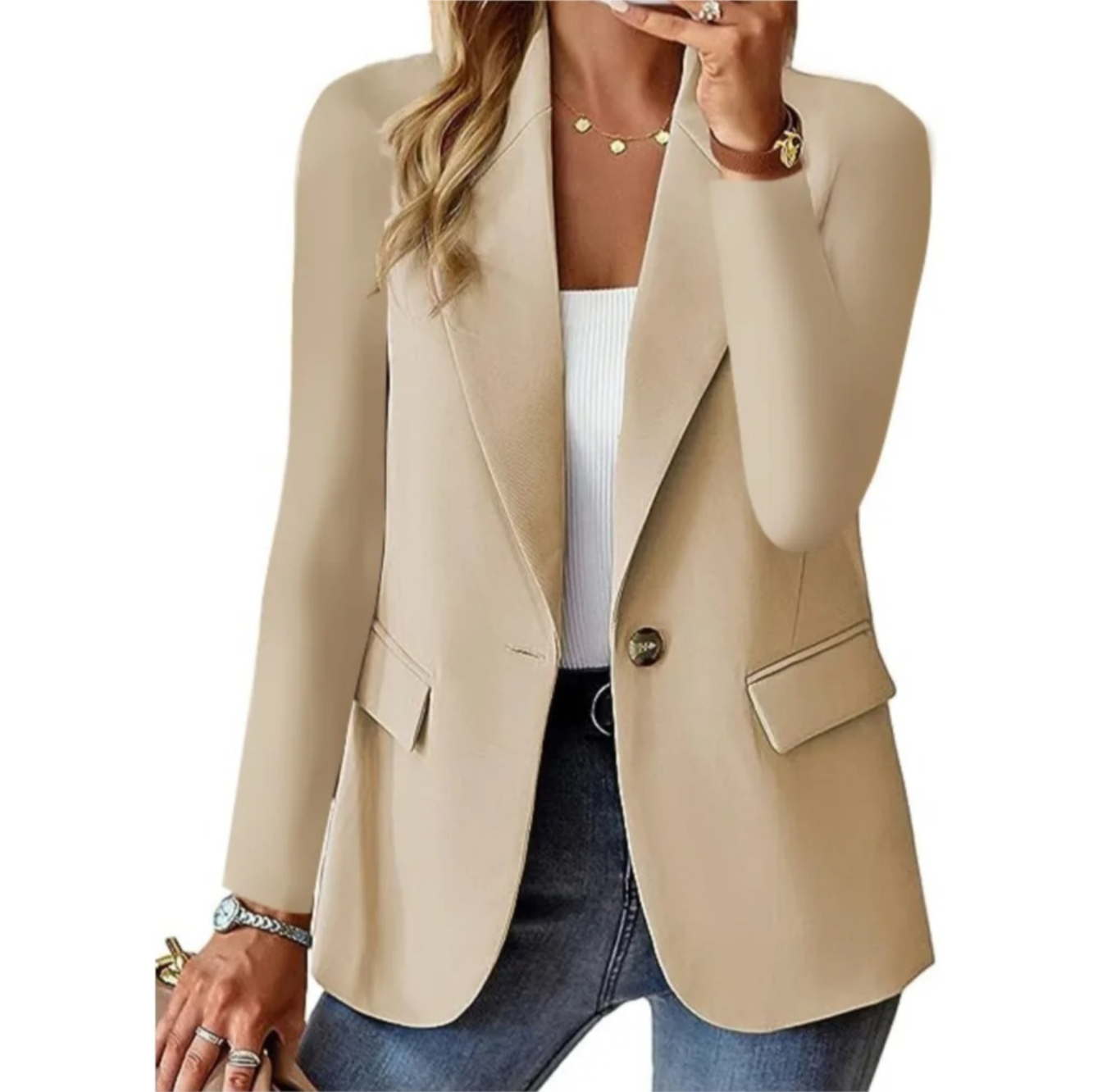 Blazer Femme Élégant Long Manches